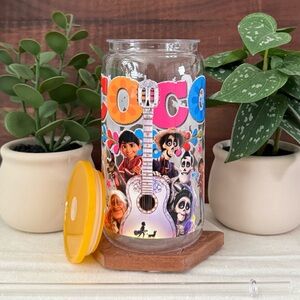 Movie Coco Themed Cup with Lid and Straw